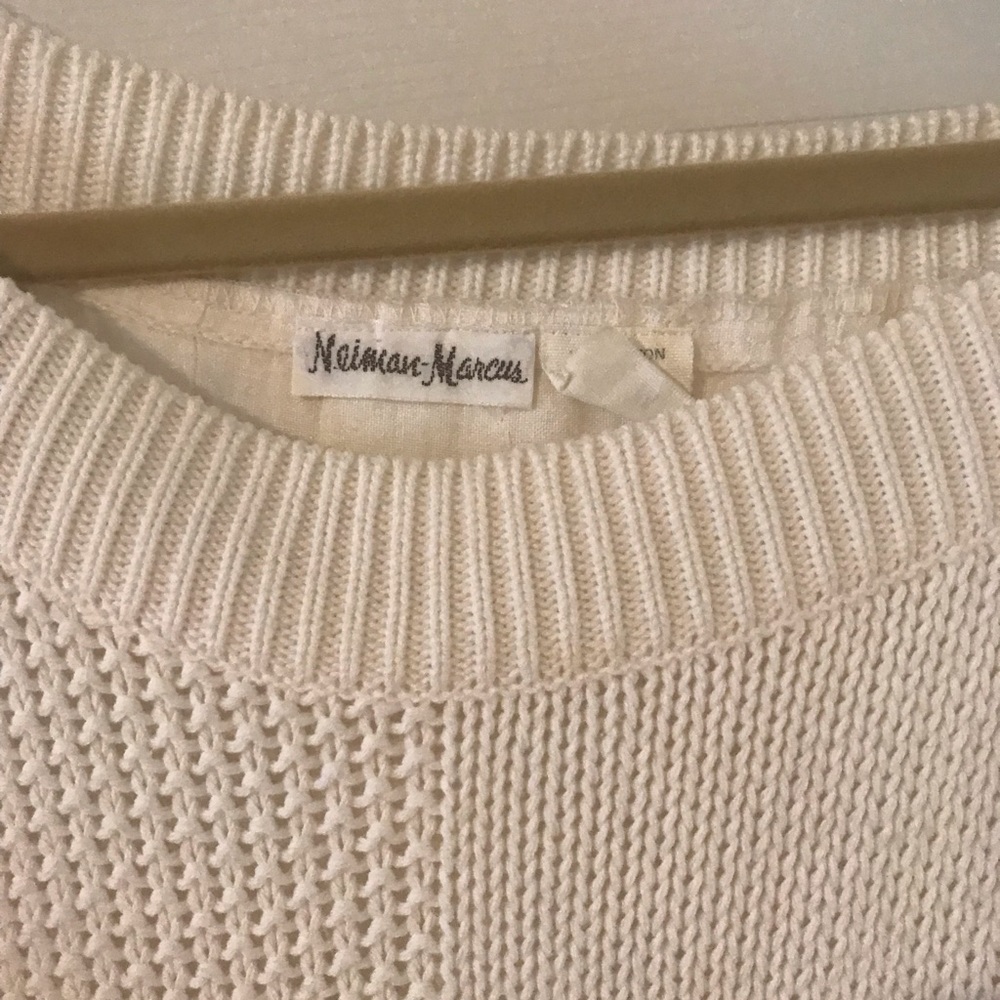 White Neiman Marcus Linen Sweater